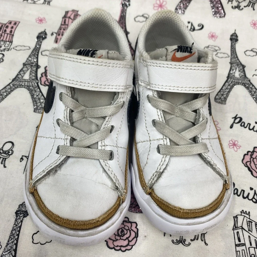 Nike Court Legacy Toddler Shoes Size 8C White, Black And Desert Ochre Colorway